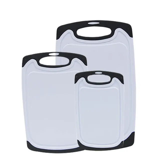 
Set of 3 Plastic Boards Bpa-free Dishwasher Safe Easy Grip Handle Juice Groove handle Cutting Board 