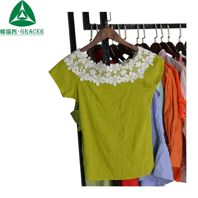 Factory Stock Wholesale Bales Bulk Ladies Cotton Blouse VIP Used Clothes Used Clothing Warehouse