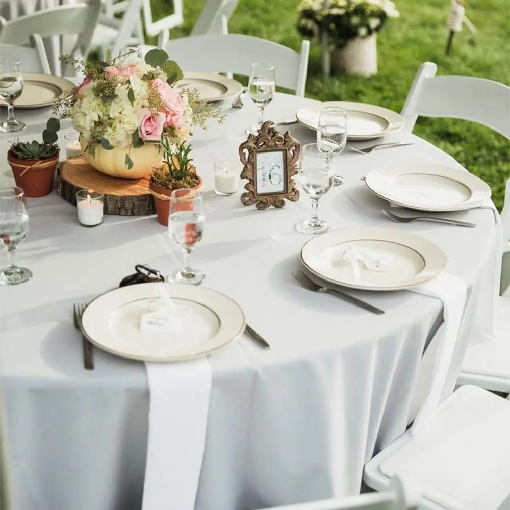 Натуральное льняное столовое постельное белье скатерти для вечеринки Скатерть свадьбы белая круглая моющаяся скатерть базовая поли из 100% полиэстера