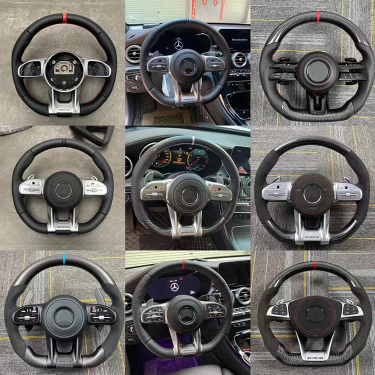LED RPM Carbon Fiber leather steering wheel steering wheel with heat amg steering wheel for mercedes-benz