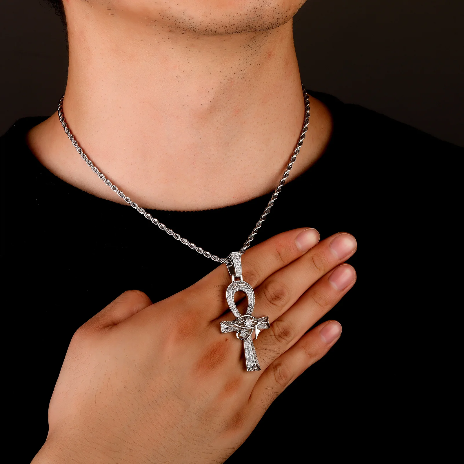 Hip Hop Pendant Men Christian Religion Jewelry Fashion Charms Real Gold Plated Silver Copper CZ ZIRCON Iced Out Cross Pendant