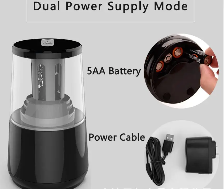 Electric Auto Pencil Sharpener Safe Student Helical Steel Blade Sharpener for Artists Kids Adults Colored Pencils