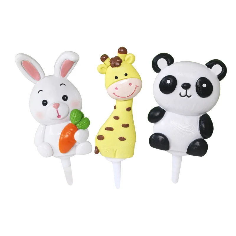 Зоопарк лесных животных торт топпера процесс смолы с рисунками зверей из мультфильмов для малышей матери празднования дня рождения украшение торта