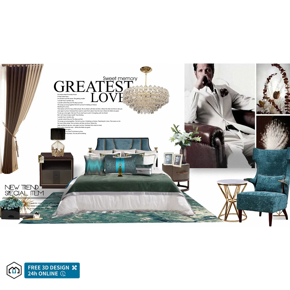One Stop Luxury Furniture Solution Modern Up-holstered Beds Designer Villa Bedroom Set Combination
