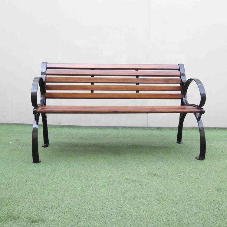 
Haoyida outdoor bench garden wood bench with cast iron feet 