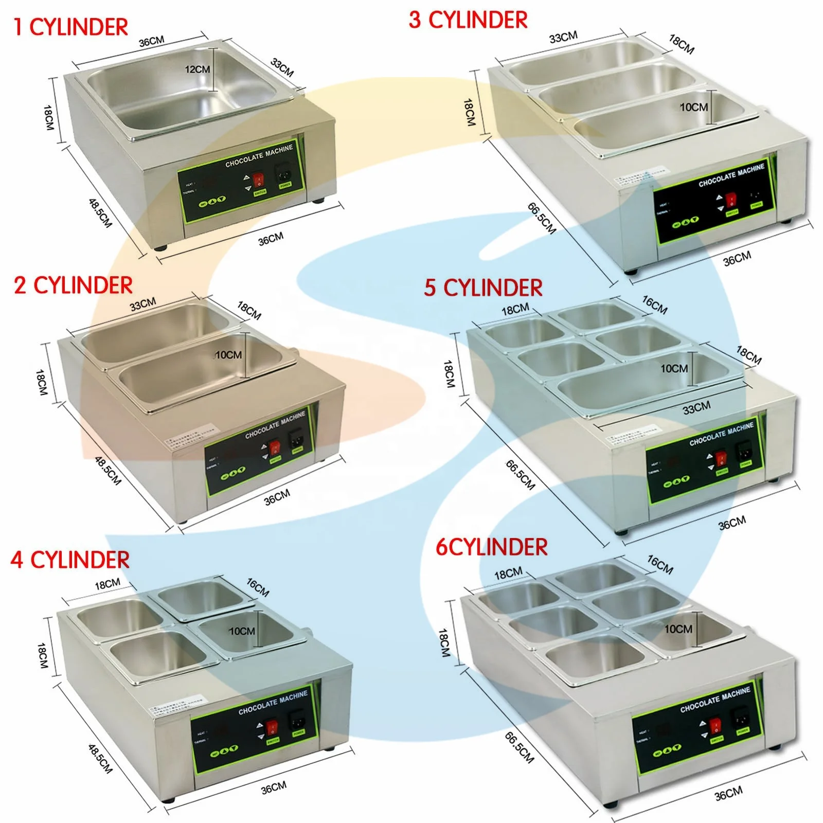 Commercial cheese boiling maker food warmer for cream melting 6 tanks electric stainless steel chocolate melting machine