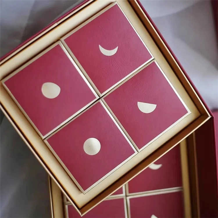 Chinese New Year Mid-Autumn Moon Cake Packaging Box Retro Chinese Red And Gold Creative Three-Dimensional Floral Gift Boxes