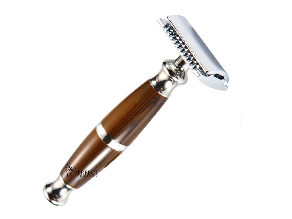 2023 barber supplies high quality razor private label men grooming double edge safety razor with travelling case