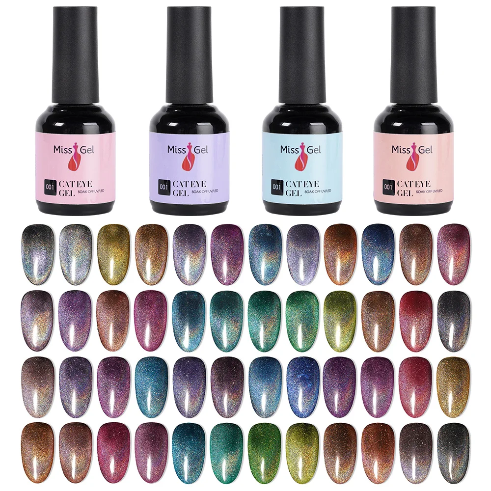 Missgel 48 mixed color glitter fantasy sprite cat eye gel oem long lasting private label hema free uv gel nail polish