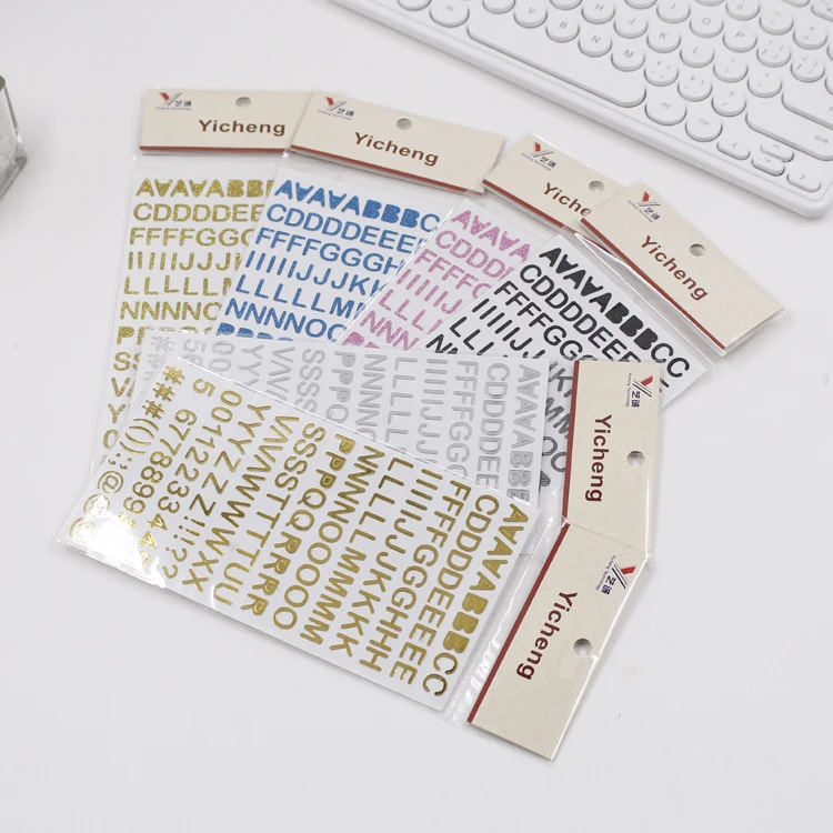 Custom Glitter Alphabet letters sticker Sheets for Scrapbook