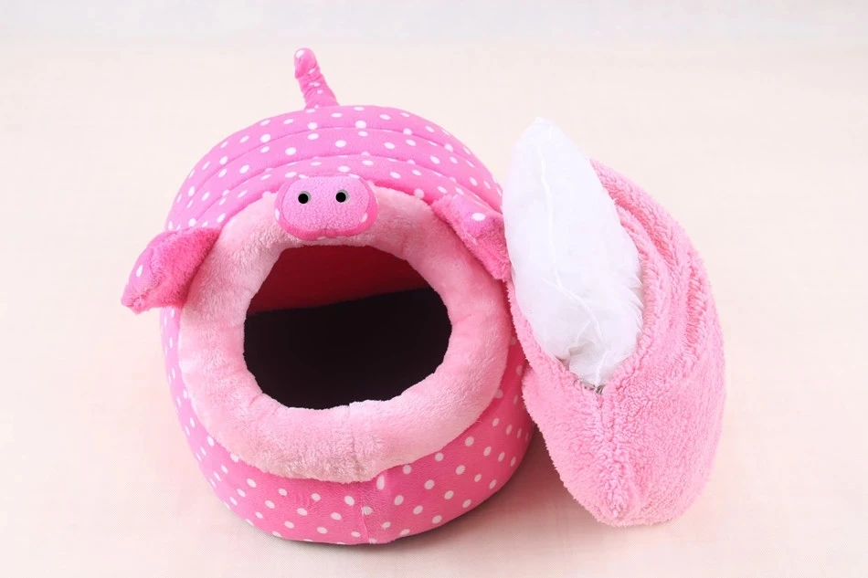 Pink Pig Design Luxury Pet Bed New Warm Plush Dog House Dog Cat Sleeping Pet Bed