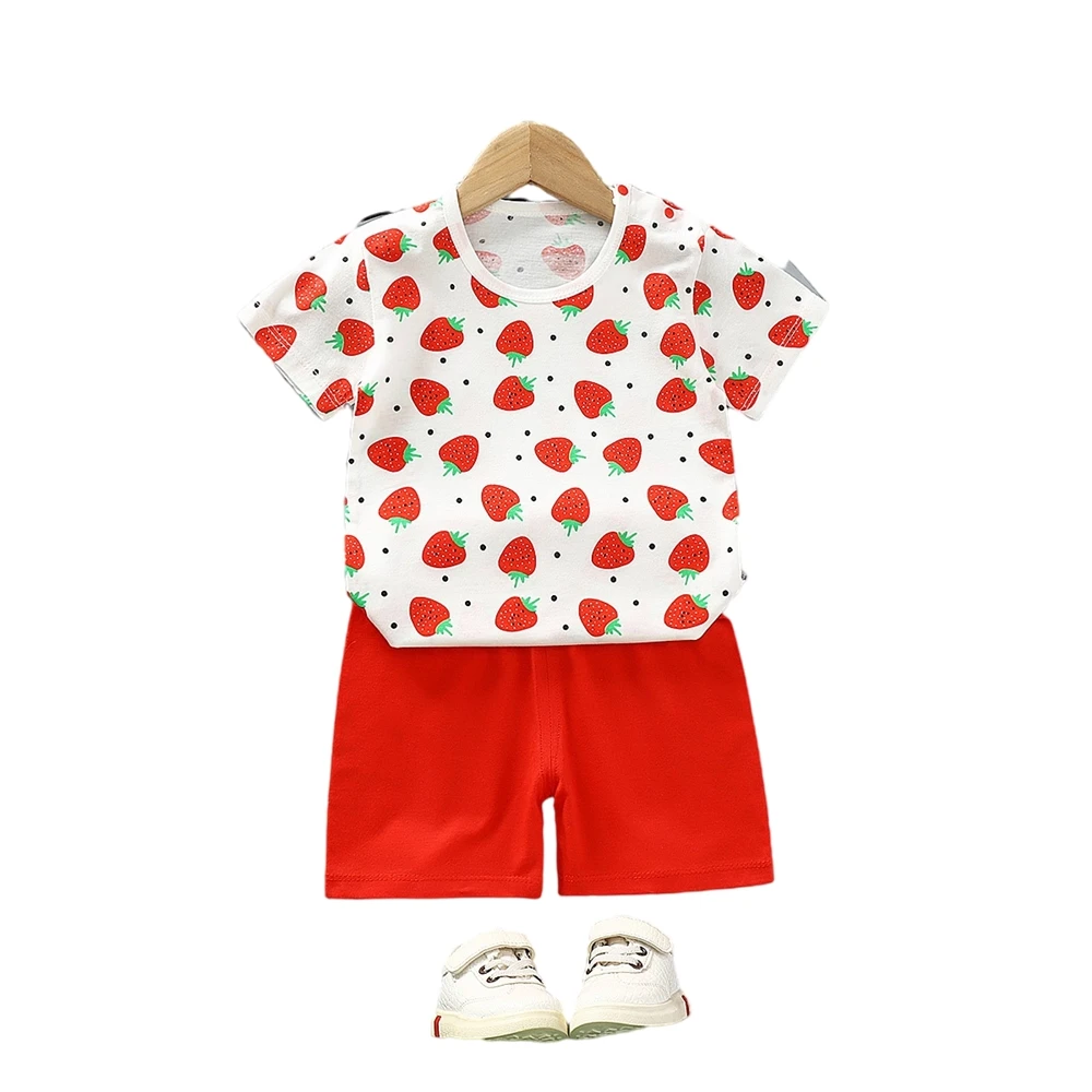 Cute colorful Short Sleeve Tops Girl suit Summer Children Clothes on sale