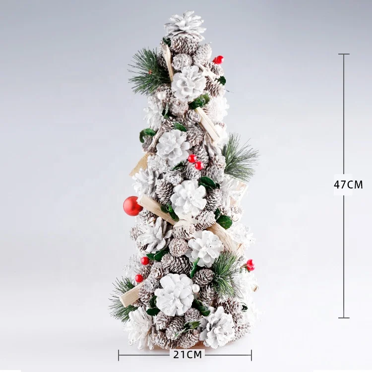 BSCI оптовая продажа высокое качество Белые сосновые конусы игла для рождественской елки украшения стола со снегом