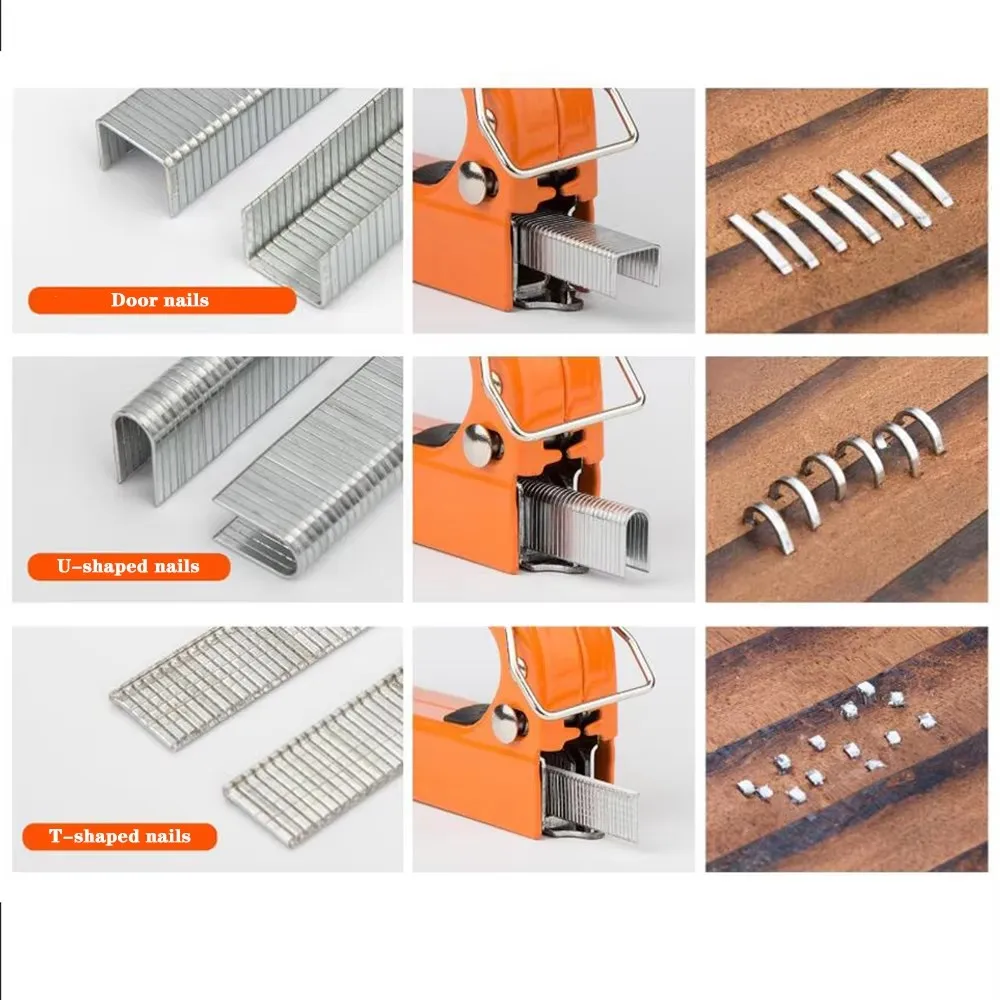 Deli 3 in 1 Nail Gun Set with Staples Remover Manual Adjustment Wood Upholstery Stapler Gun for Carpentry Tools Home DIY