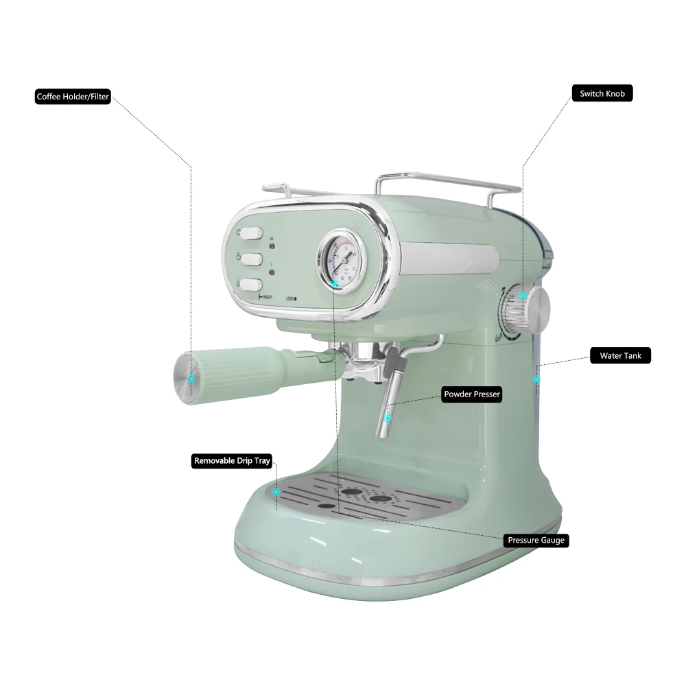 15Bar Easy to Clean Semi-automatic Espresso Coffee Machine Professional Commercial Warm Cup Coffee Maker with High Pressure Pump