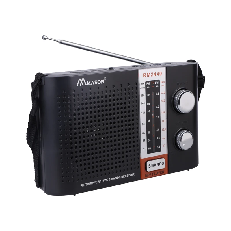 Mason supply  MP3 music player with usb speaker am fm tv sw1-2 5 band radio