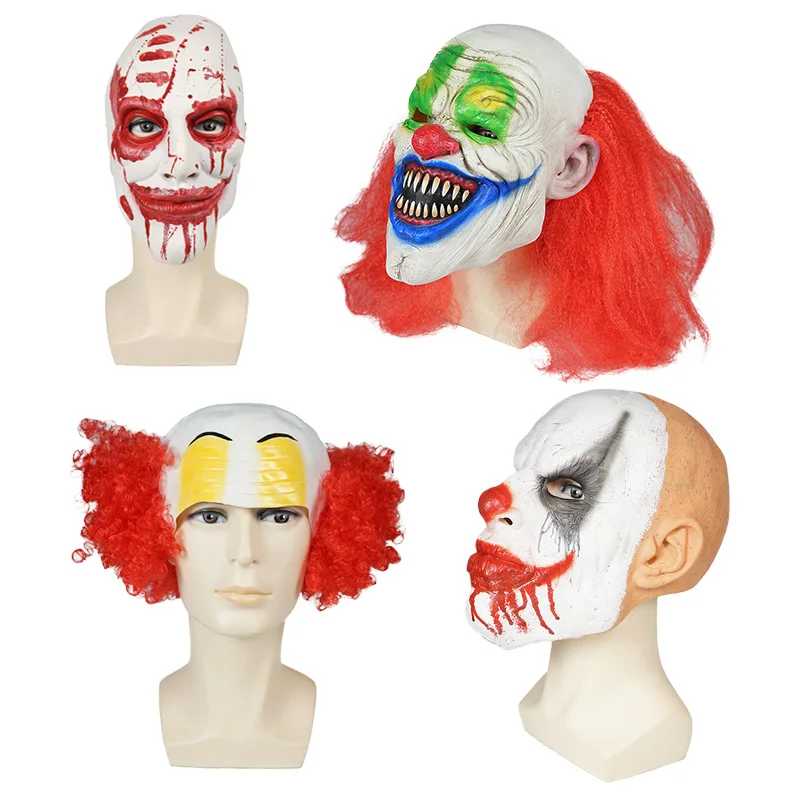 Evil Clown Mask Halloween Masks for Adults Latex Horror Halloween Masks for Men Halloween Props Scary Red