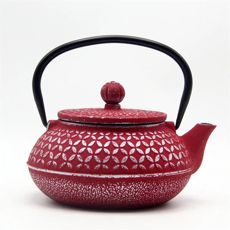 Turquoise 700ml Old Chinese Mini Enamel Antique Metal Cast Iron Teapot