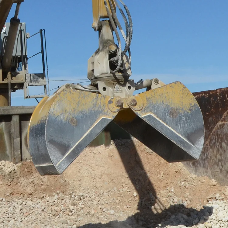 Clamshell grab for hydraulic excavator designed for use on truck mounted cranes hydraulic excavators and material handlers