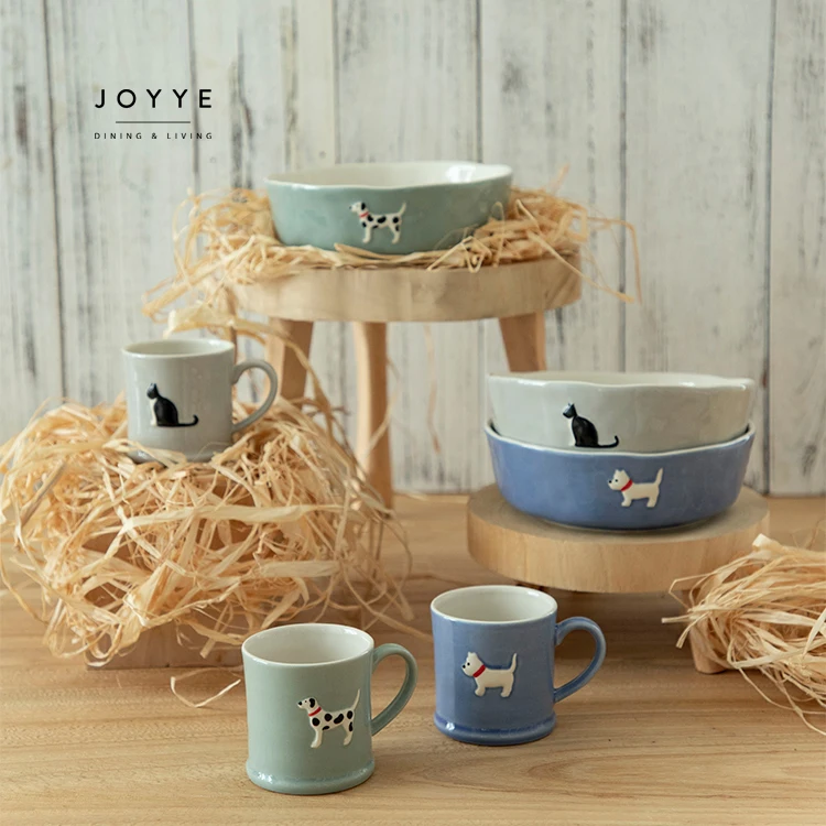 JOYYE Great Value Combo Cat and Dog Ceramic Pet Bowl Set Perfect Pet Gift for home / friends