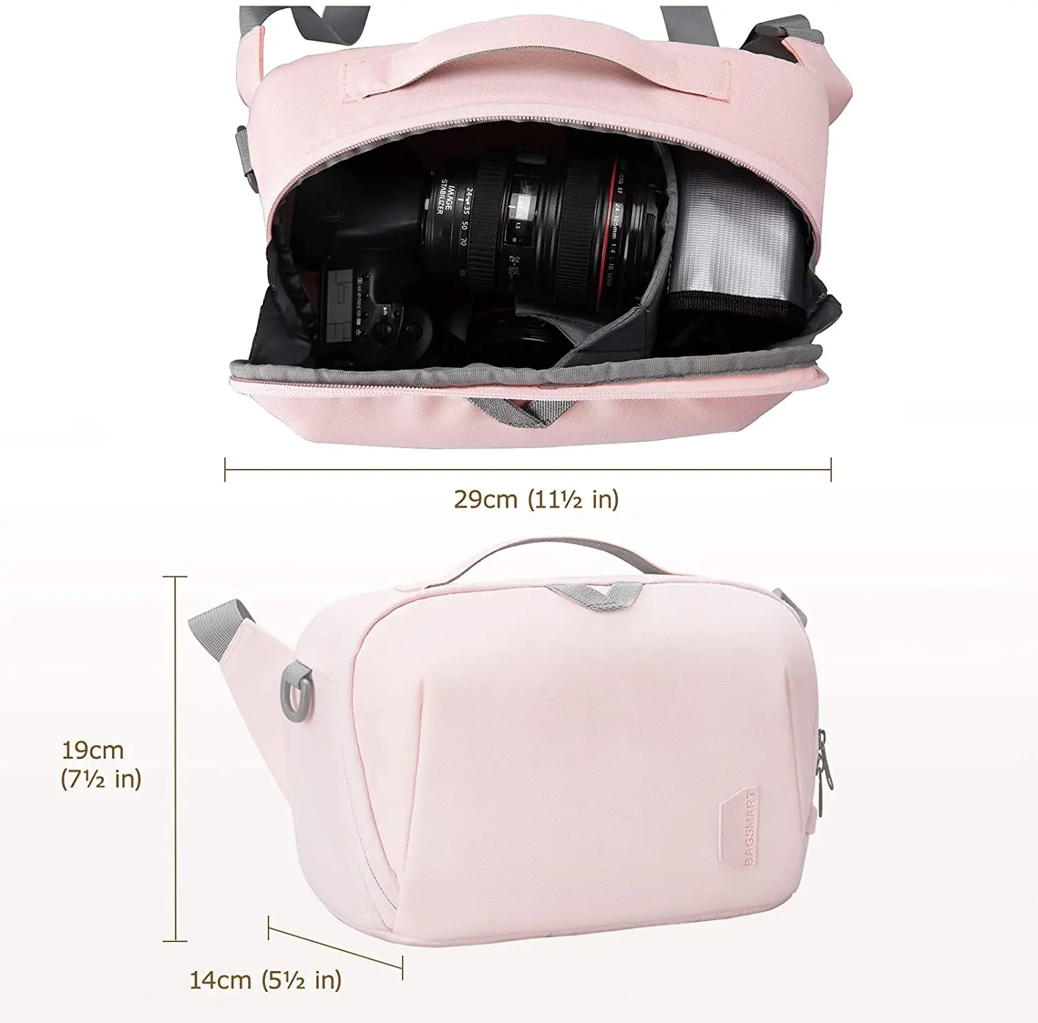Expanded view Camera Bag  SLR Camera Sling Bag Purse Cross body Bag with Padded Shoulder Strap