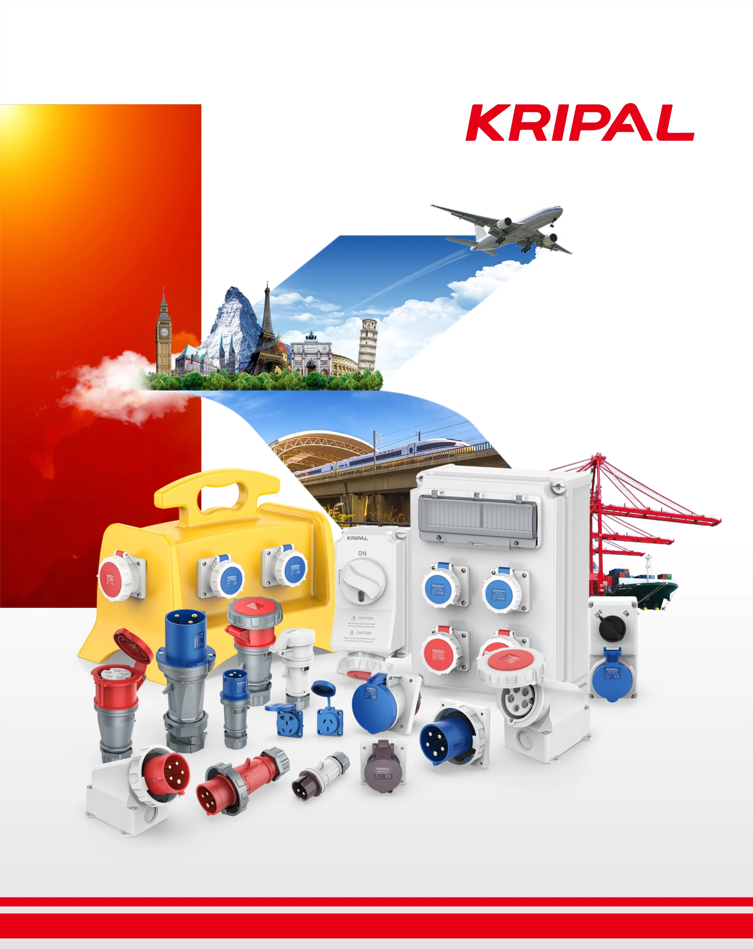 KRIPAL 5 pin 125 amp industrial wall mount socket outlets 125A CEE electrical plugs and socket 3 phase Female Industrial Socket