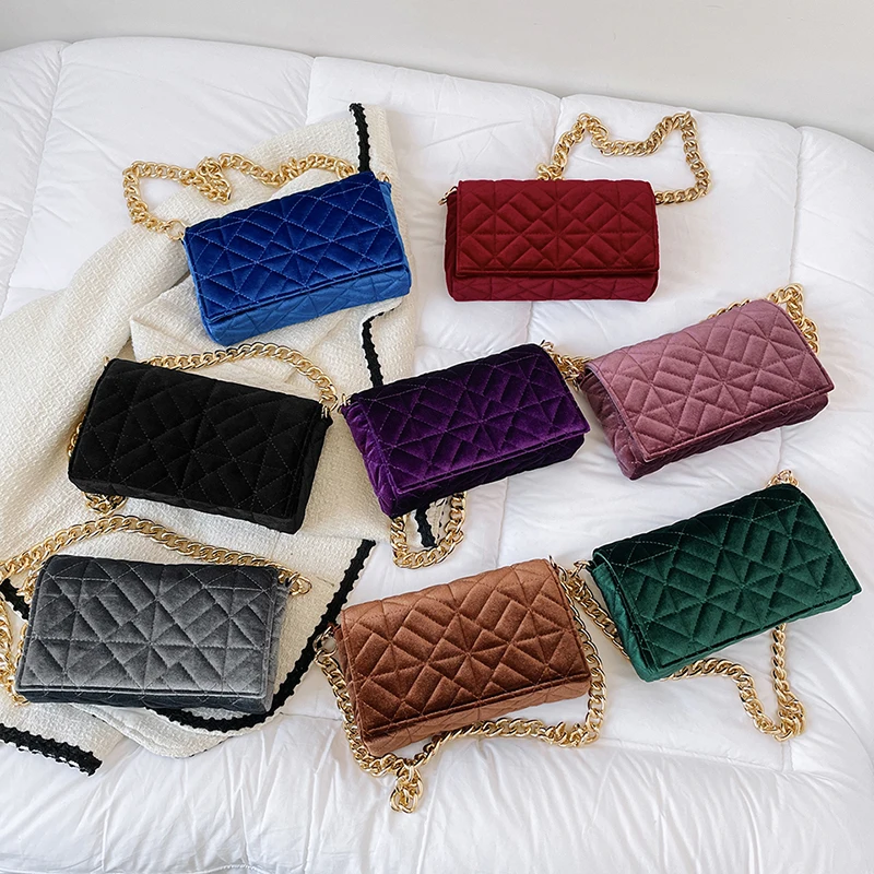 sac main femm sac golden velvet small square luxury crossbody chain bags women handbags ladies hand bags for women