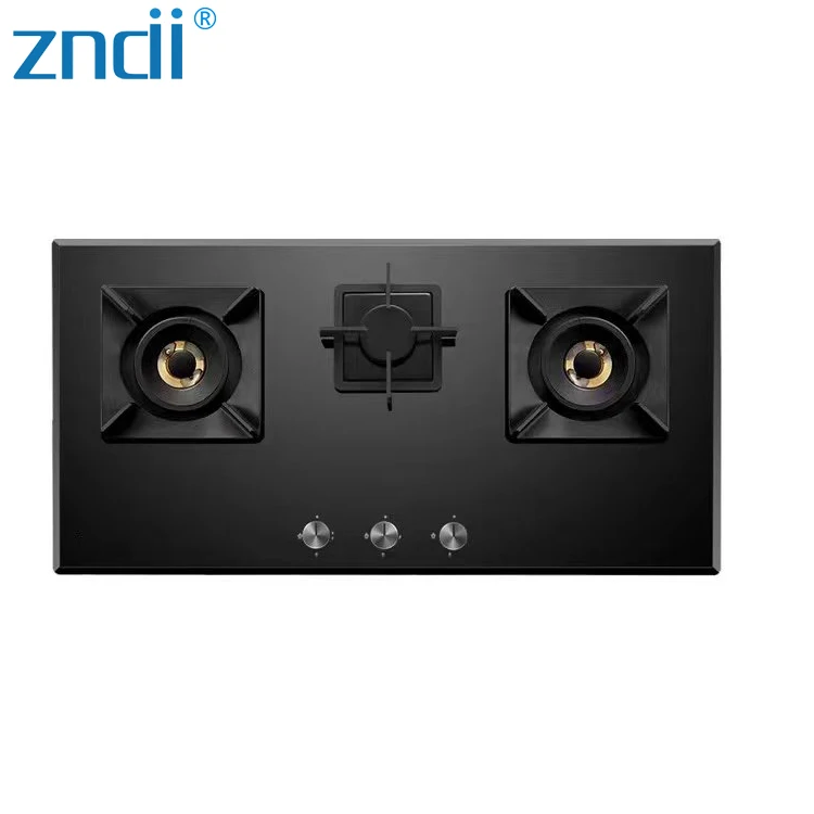 Domestic Natural Gas Liquefied Gas 3 Burner Glass Top Desktop Gas Stove