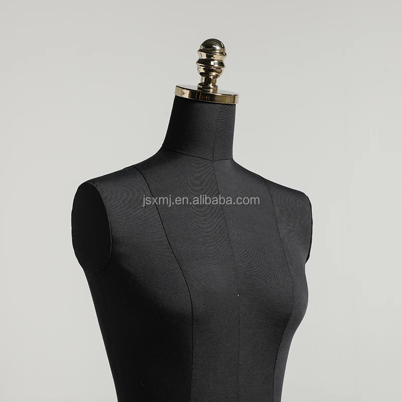 Dressmaker clothing display female fabric foam tailor mannequin with metal wheel base