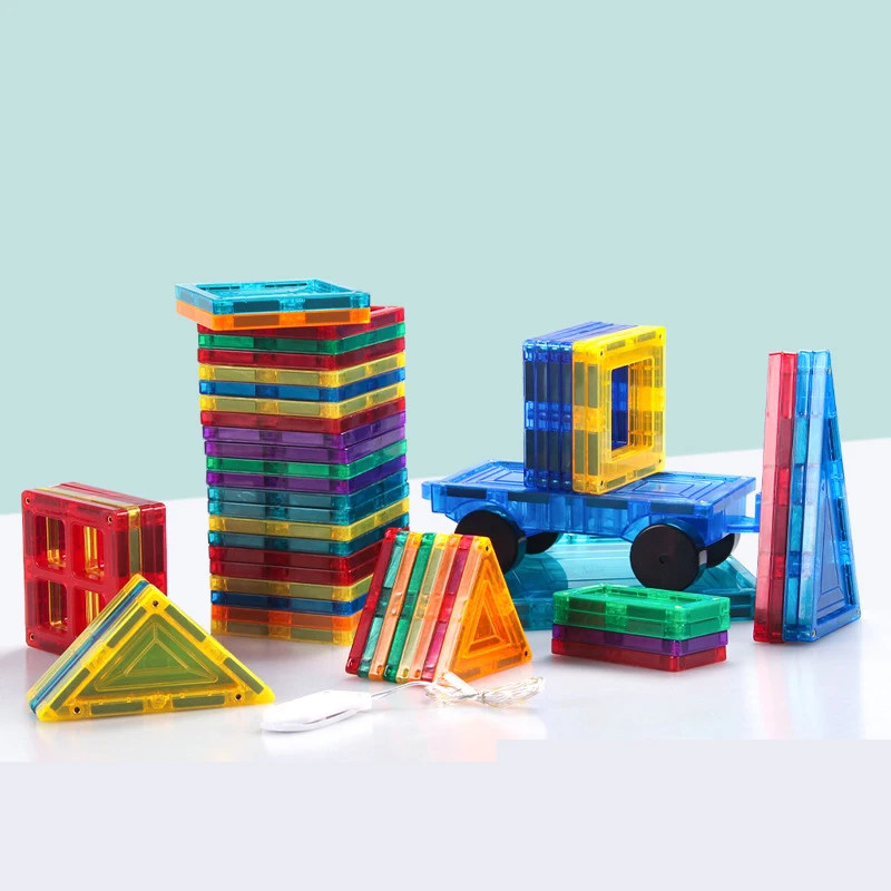 Toddler Kids Educational Toys Tiles 3D DIY Magnet Blocks Set Clear Magnetic Building Block Tiles For Children