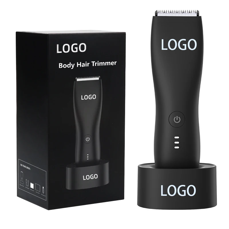 OEM Custom Logo Professional Waterproof Groin Body Hair Shaver USB Charging Electric Beard Trimmer for Men
