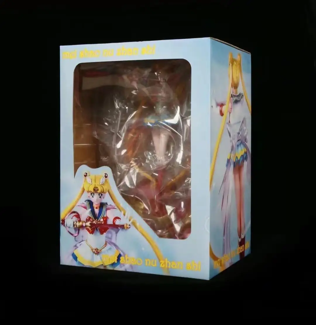35cm anime GK Sailor Moon Mars Jupiter Tsukino Usagi Princess Serenity girl action figure with light PVC model toys