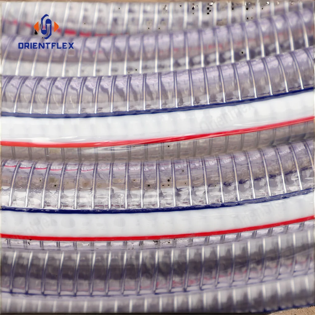 32mm 4 Inch PVC Spiral Stainless Steel Flexible Spring Reinforced Hose Pipe 100m Length SGS Standard for Water Application