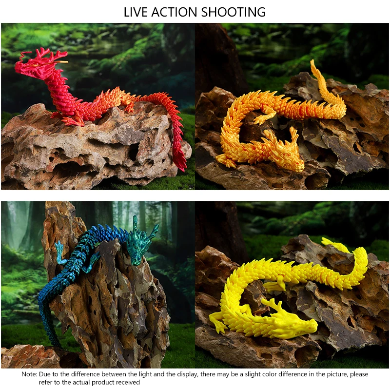 Hot Sale 3d Printed Chinese Dragon Decoration Multi-Joint Movable Creative Chinese Dragon Statues Model 3d Dragon Toy