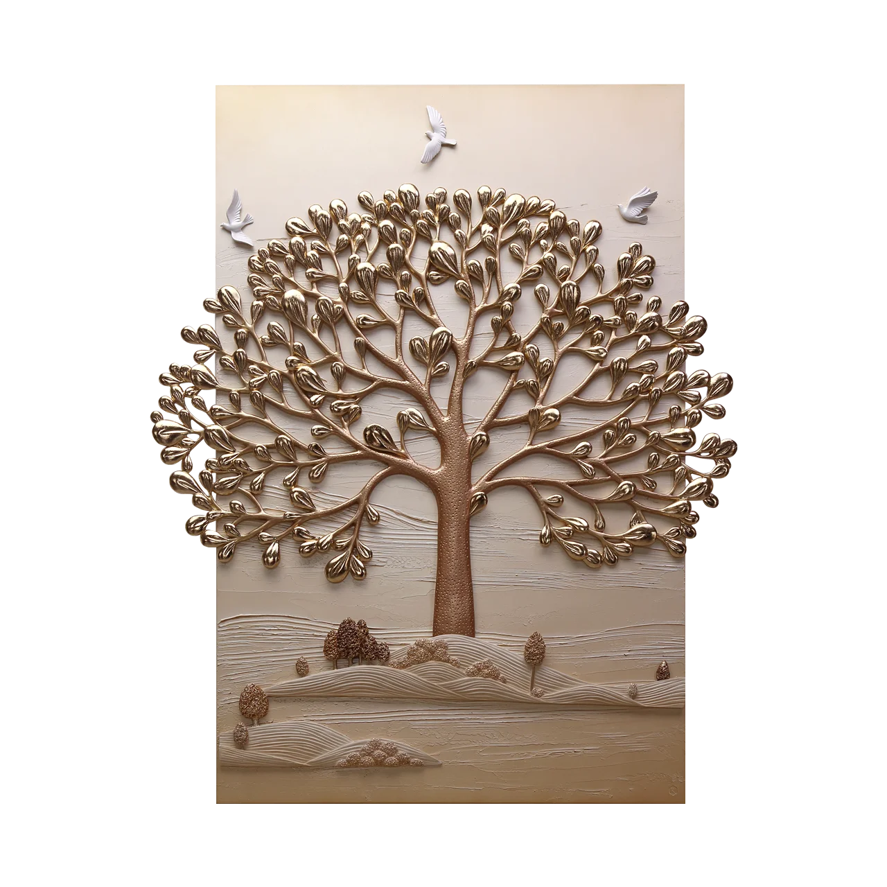 Hotel Hot Sale Home Furniture Popular 3D Wall Art Golden Tree Painting
