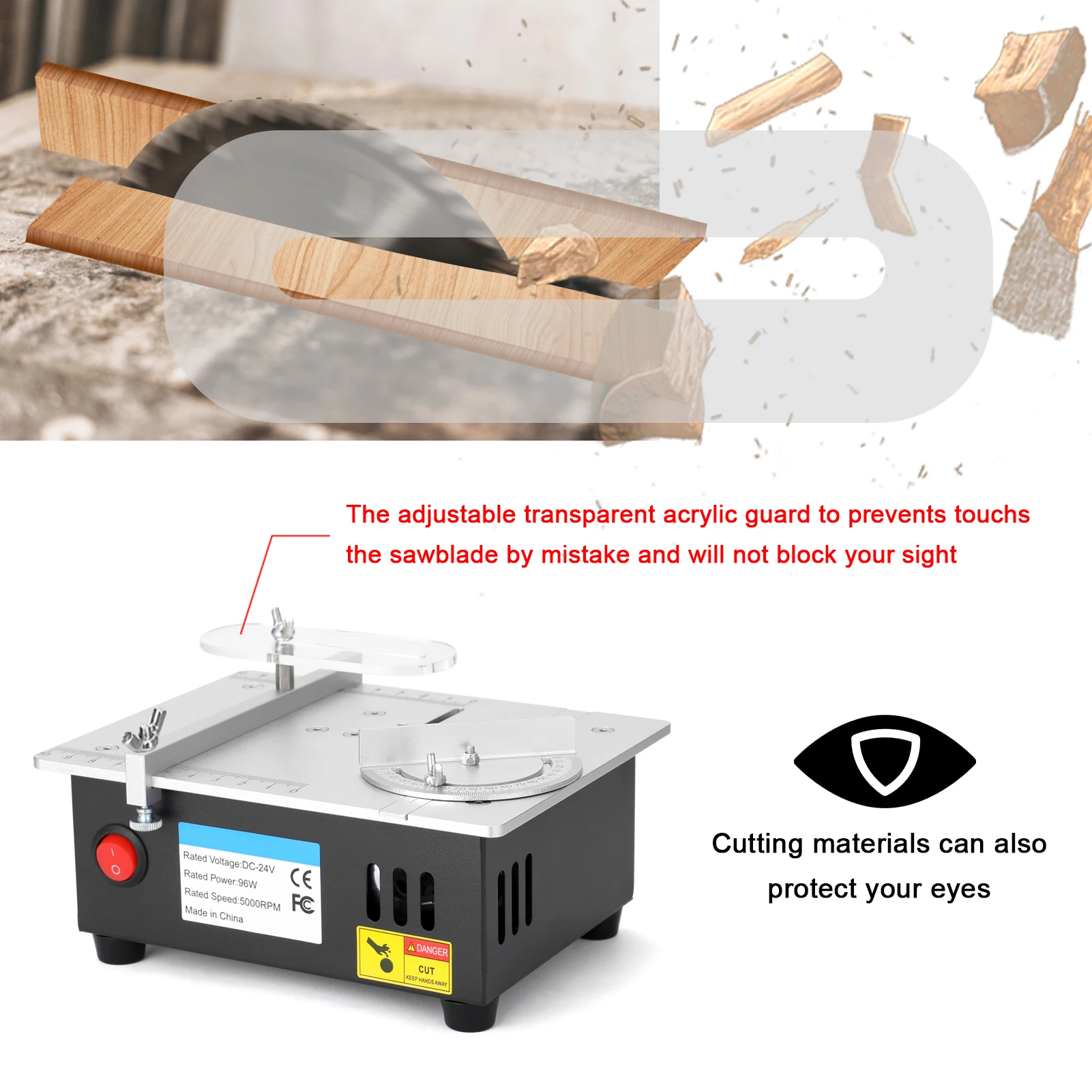 96W Mini Multifunctional Table Saw Electric Desktop Saws Small Household DIY Cutting Tool Woodworking Bench Lathe Machine