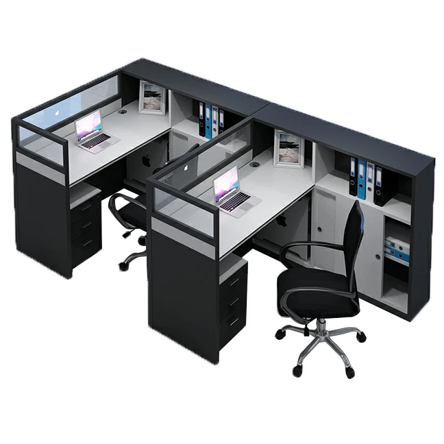 High Quality Factory Call Center Cubicle 4 seat white color staff office table