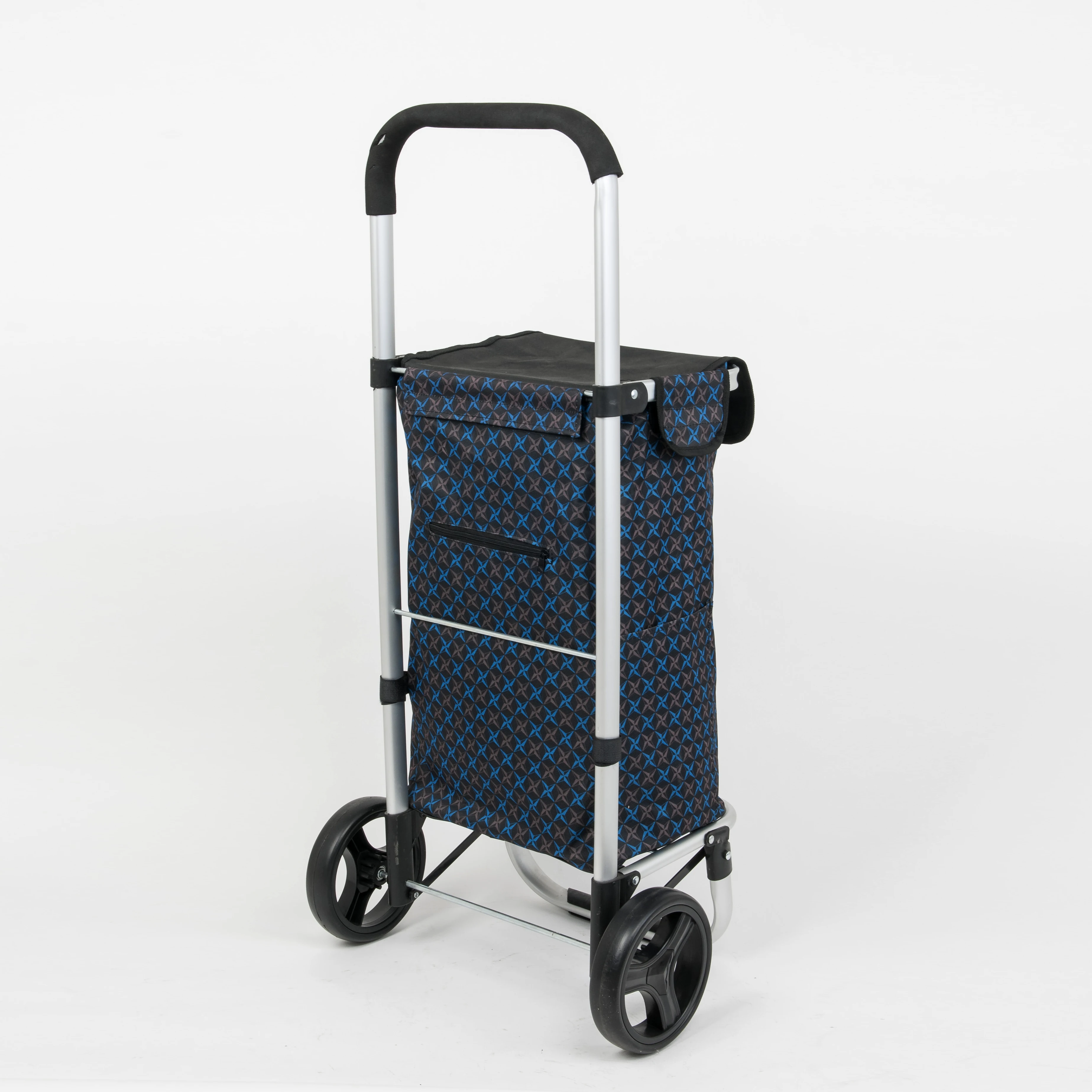 aluminium waterproof metal supermarket shopping trolley bag with hand pull collapsible
