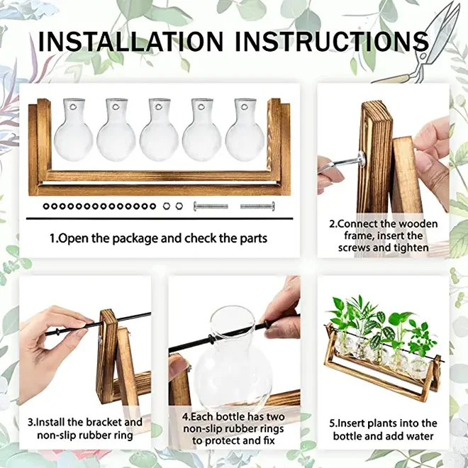 New Arrival Desktop Propagation Stations Planter Glass Vase for Tabletop Hydroponics Plants Dining Table Centerpiece Decoration