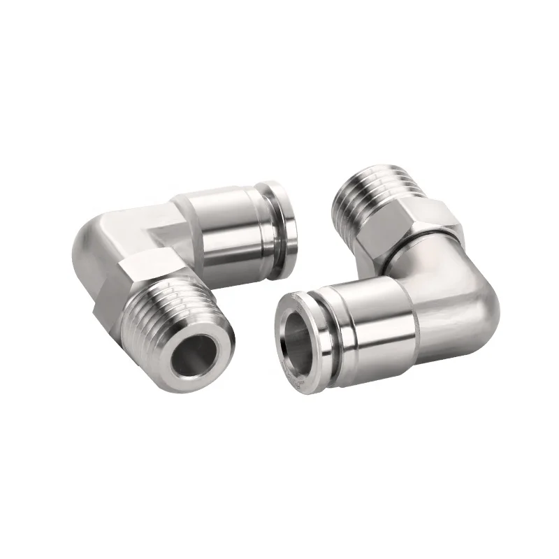 High temperature and high pressure resistant stainless steel ss304 316 pneumatic joint threaded quick connection insertion elbow