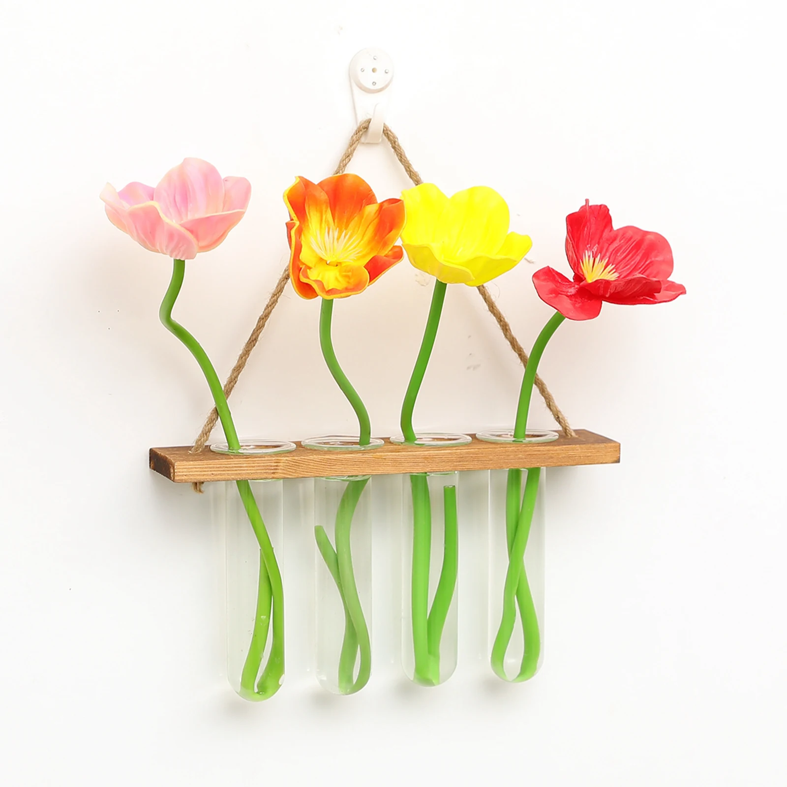 Glass Hanging Planter hydroponics Bohemia solid wood Wall hanging vases flower pots