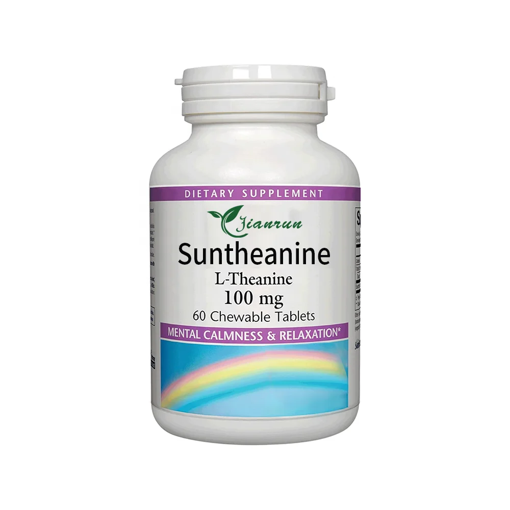 OEM Suntheanine L-Theanine 100 мг поддержка стресса для душевного спокойствия здоровья вкус тропических фруктов 60 таблеток