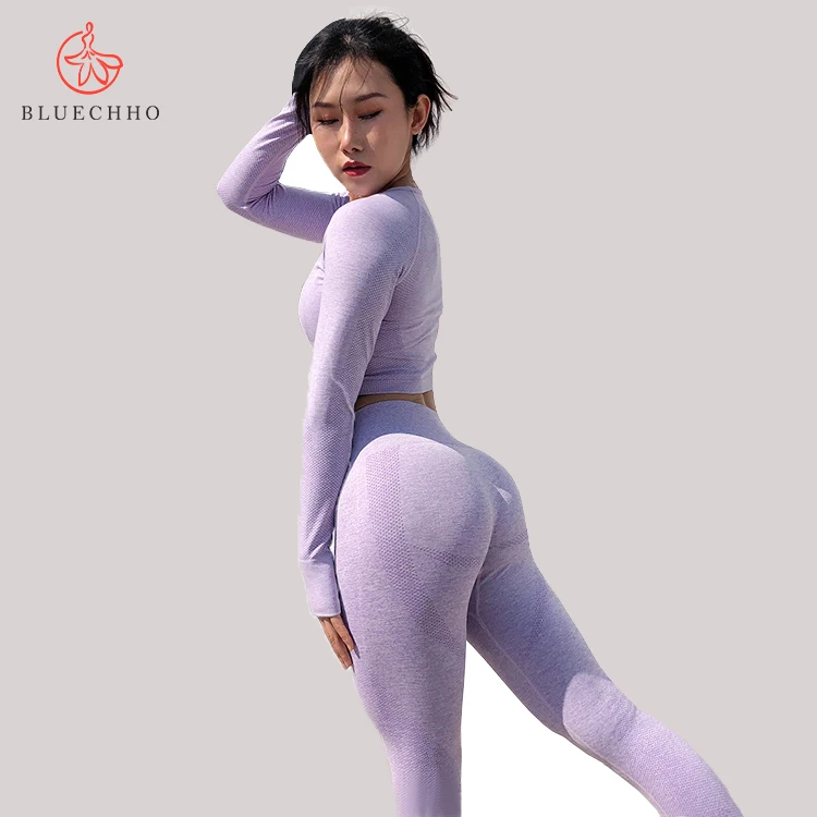 Colorful Long Sleeve Yoga Set Women Gym Sports Bra Set Fitness Yoga Wear Nylon