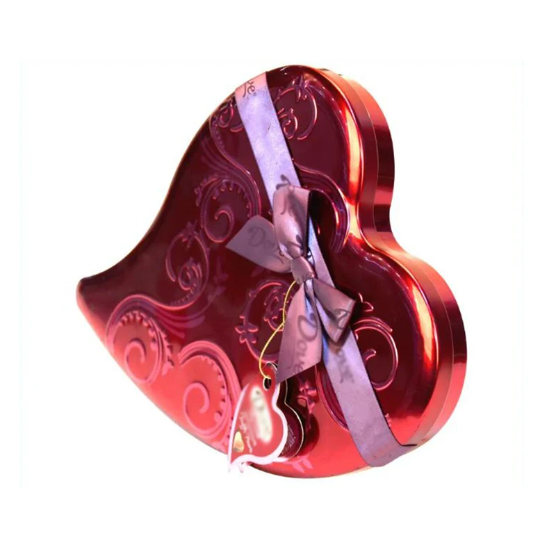 Custom Printed Candy Sweets Heart Shape Tin Box Metal Valentine Tin Cookie Chocolate Food Safe Red Wedding Gift Tin Box
