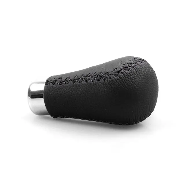 Gear Shift Knob Shifter Lever Cover Leather Automatic Manual Black Red Stitch