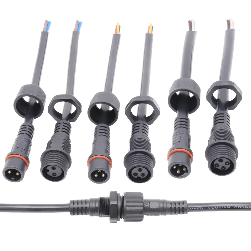 4PIN Waterproof Plastic Round PVC female panel Mounted M19 4Pin Led Connector IP65 Customized Terminal Wires Cable End