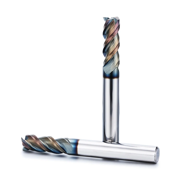 DOHRE HRC45/55 4 Flutes Solid Carbide End Milling Cutter DLC Coated With Straight Shank For Steel Parts