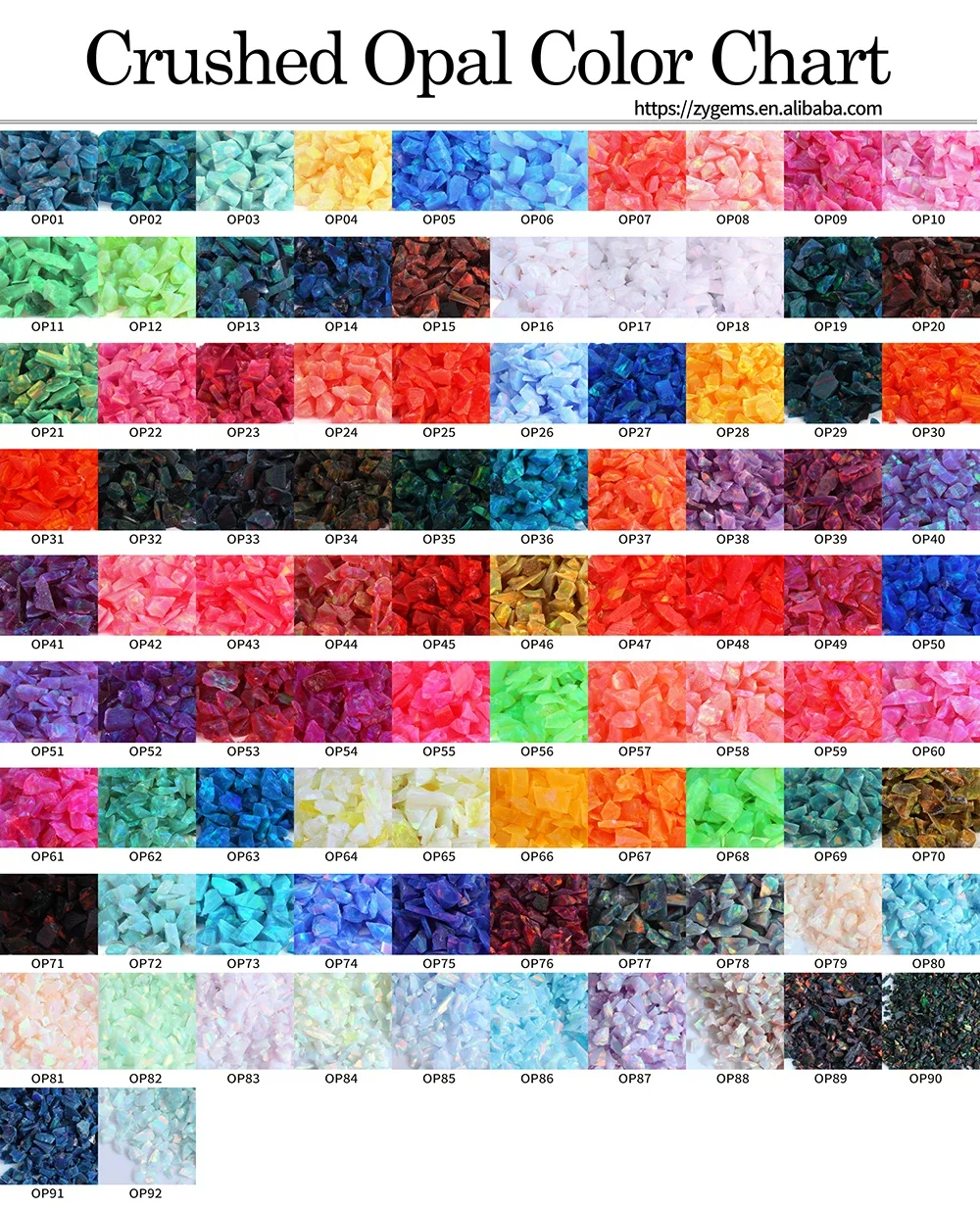 (MOQ 5 g each size each color) 2mm-3mm Different Colors Lab Created Crushed Opal, 92 colors Synthetic Opal Chips