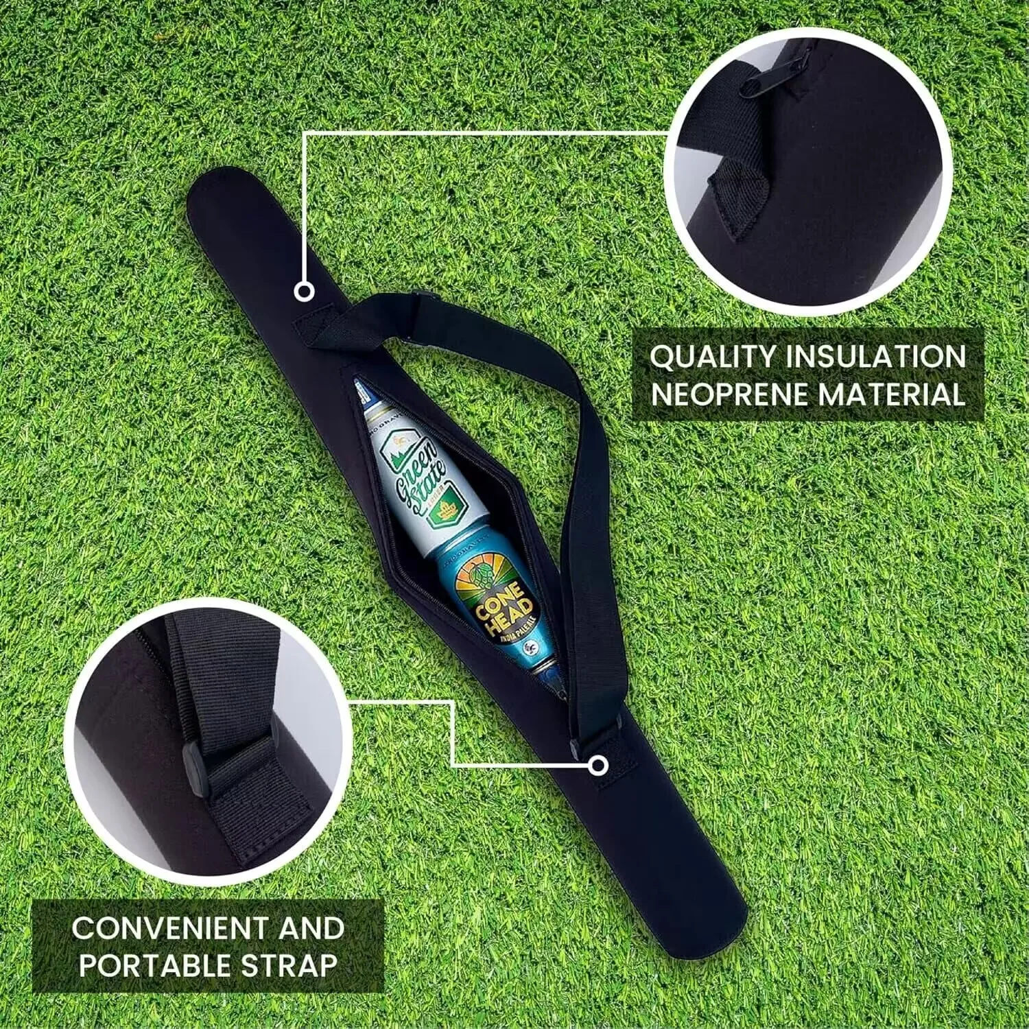 Custom Color Neoprene 6 Can Tube Holder Wine Shoulder Golf Beer Sleeve Cooler Tube Bag