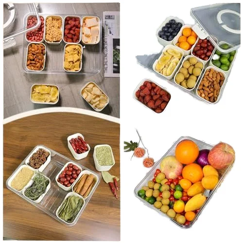 Divided Snack Box with Handle for Food Serving Tray with 8 Small with Removable Boxes food storage container set with lid